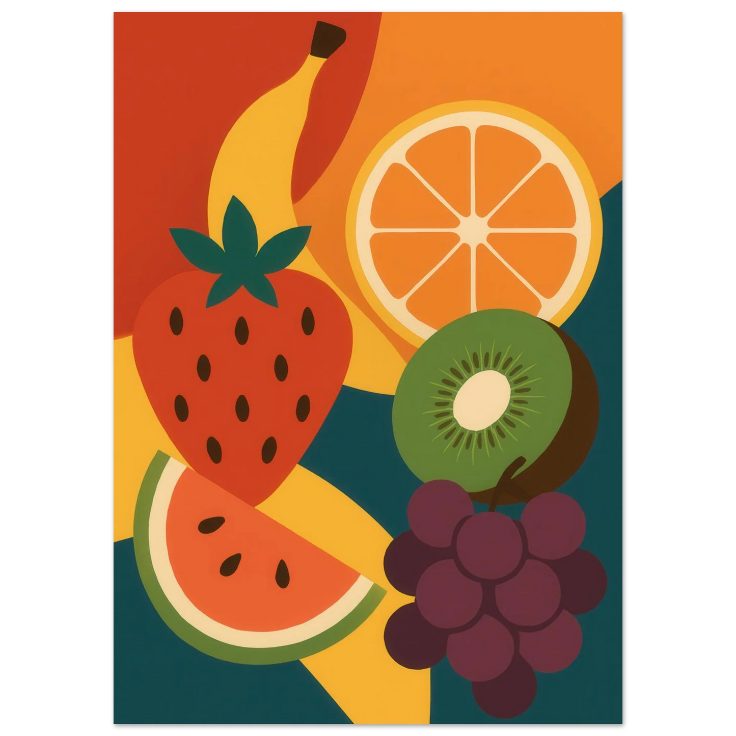 Frukter - Vibrant Abstract Fruit Art Print: Elevate Your Space with a Burst of Color & Modern Charm