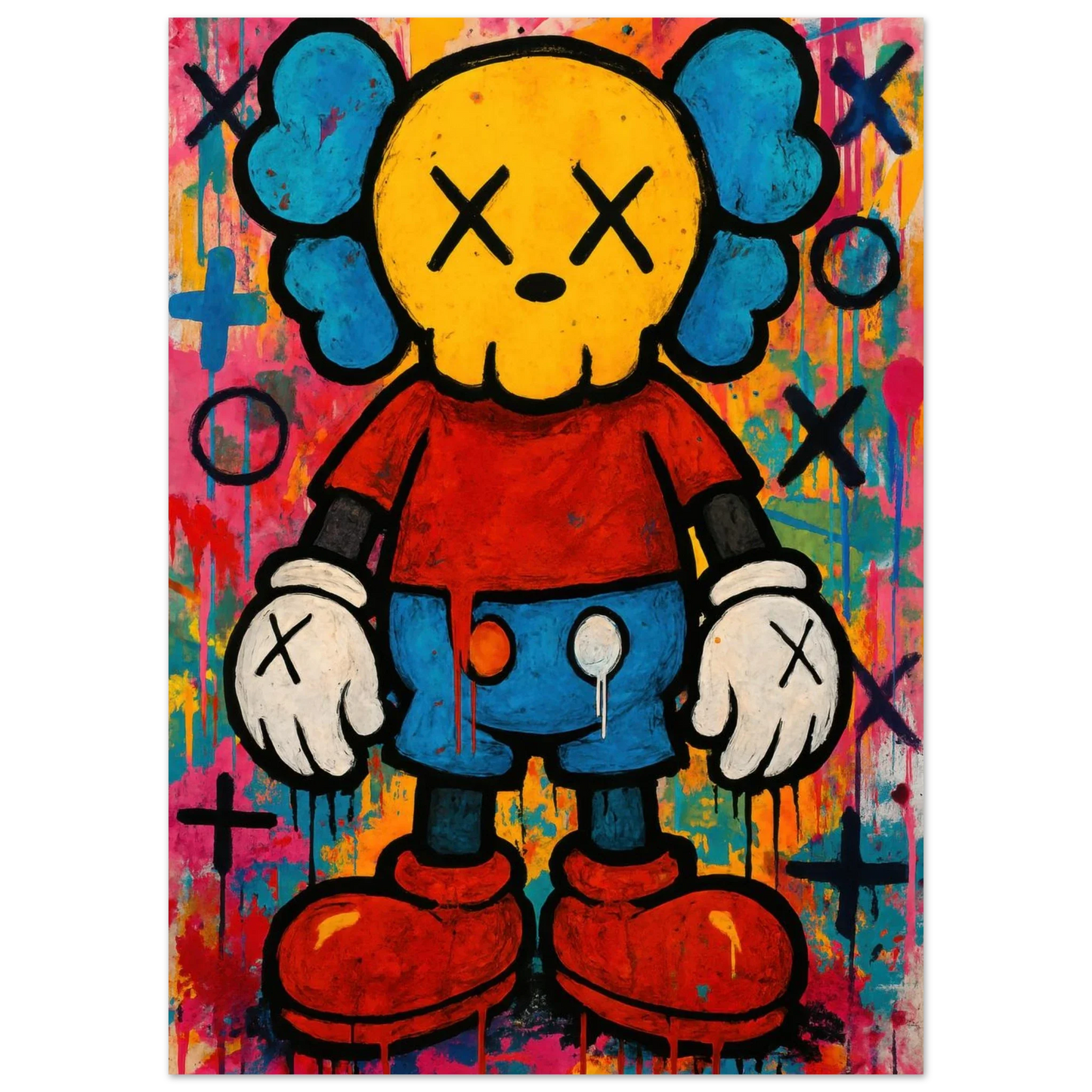 Pop Art Poster - Mickey Mouse Inspired Character with Skull Face Design