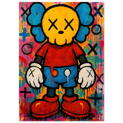 Pop Art Poster - Mickey Mouse Inspired Character with Skull Face Design