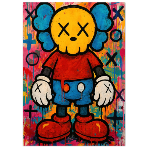 Pop Art Poster - Mickey Mouse Inspired Character with Skull Face Design