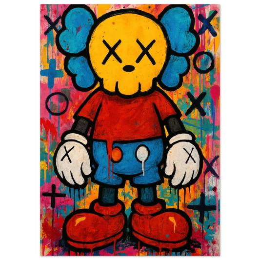 Pop Art Poster - Mickey Mouse Inspired Character with Skull Face Design
