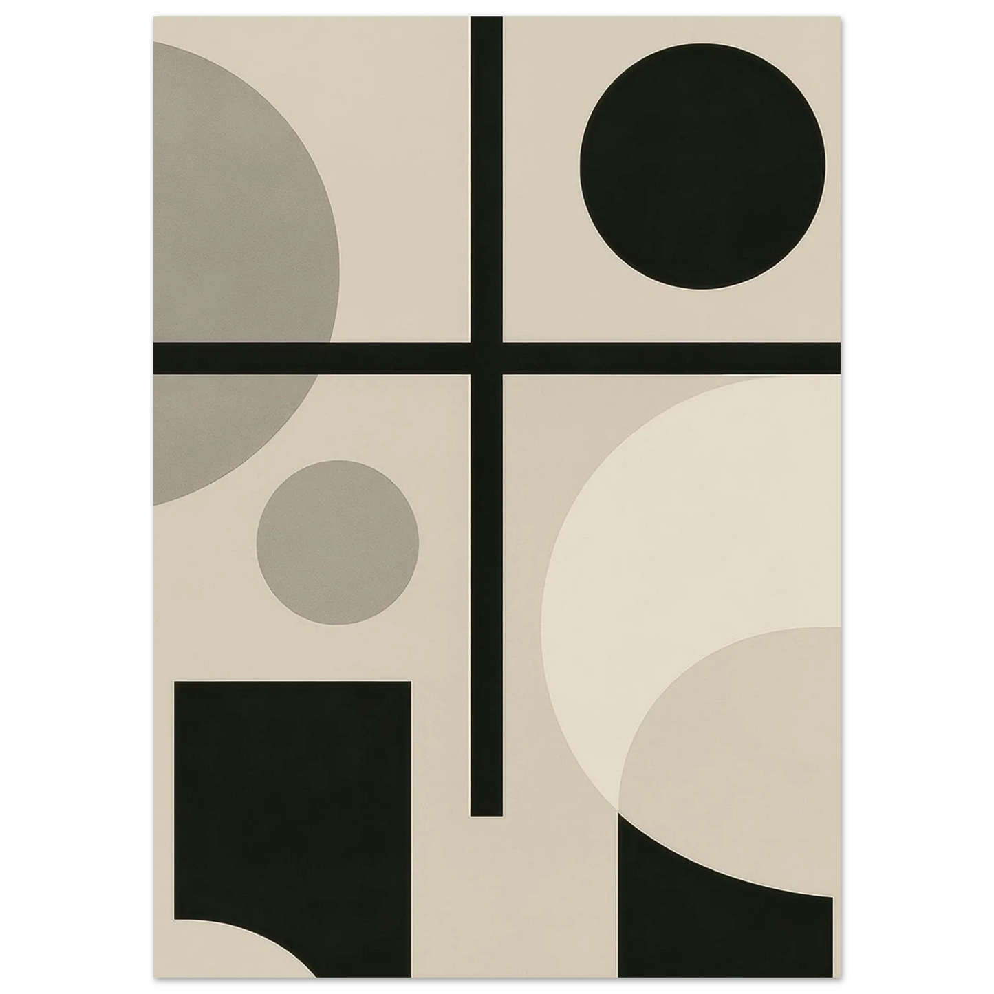 Minimalist Geometric Abstract Poster – Neutral Tones & Clean Lines for Modern Decor
