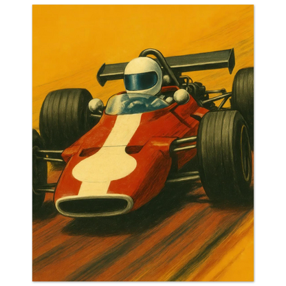 Retro Racing Legender: Vintage Formel 1 Bil Affisch – Fånga Fartens Nostalgi med Vårt Halvblanka Konsttryck