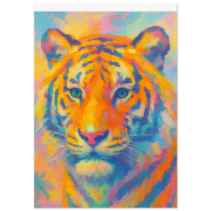 Djur: Psychedelic Tiger Canvas Print - Vibrant Abstract Wildlife Art in Multiple Sizes