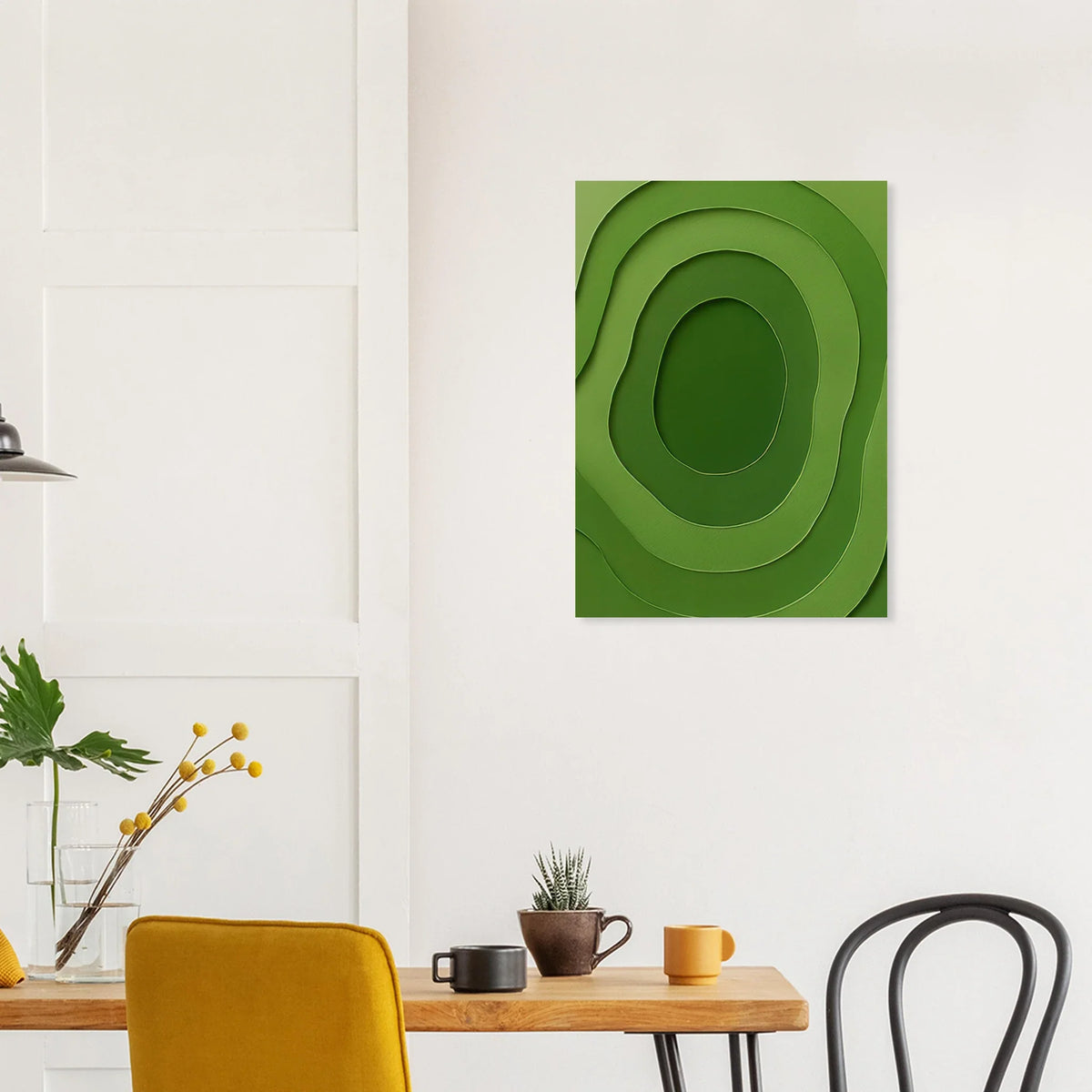 Abstrakt Grön Minimalistisk Kartografi Konsttryck – Väggkonst i Lager för Jordnära Elegans