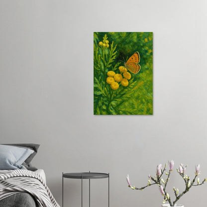 Vibrant Impressionist Butterfly & Yellow Flowers Art Print – Choose Your Perfect Size