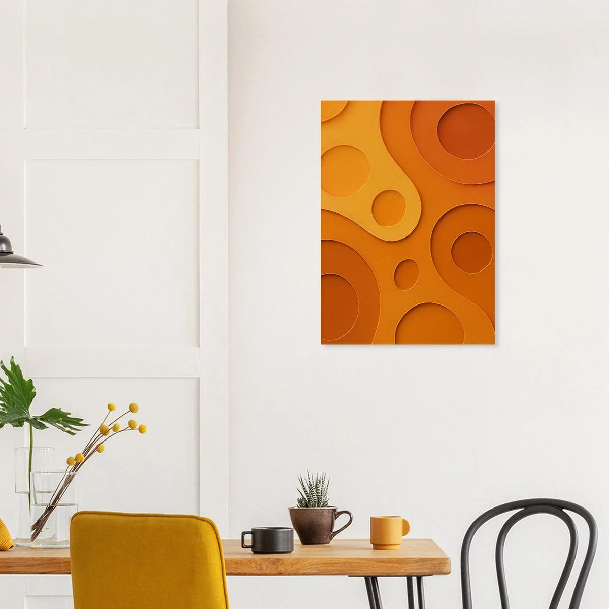 Abstrakt / Minimalistisk Orange Vågkonsttryck – Modern Organisk Väggkonst i Olika Storlekar
