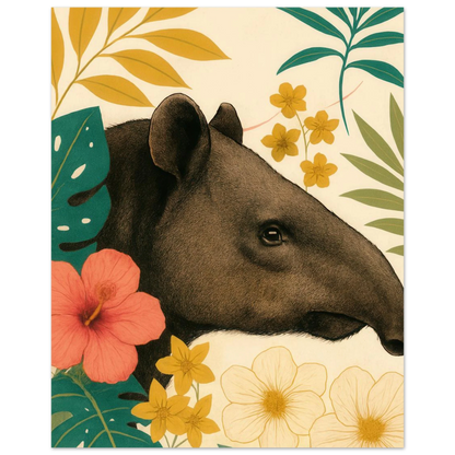 Tropicana Tapir Konstavla – Djurmotiv med Vibrerande Flora