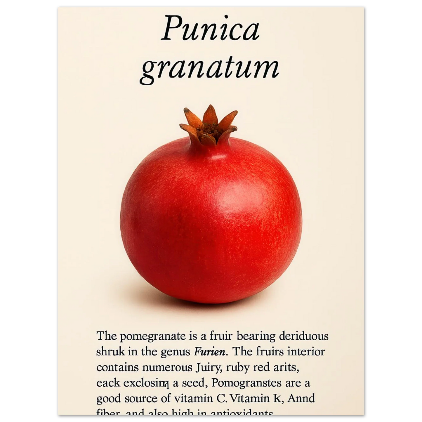 Frukter - Vibrant Pomegranate Botanical Print Poster, Available in Multiple Sizes