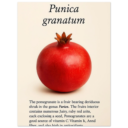 Frukter - Vibrant Pomegranate Botanical Print Poster, Available in Multiple Sizes
