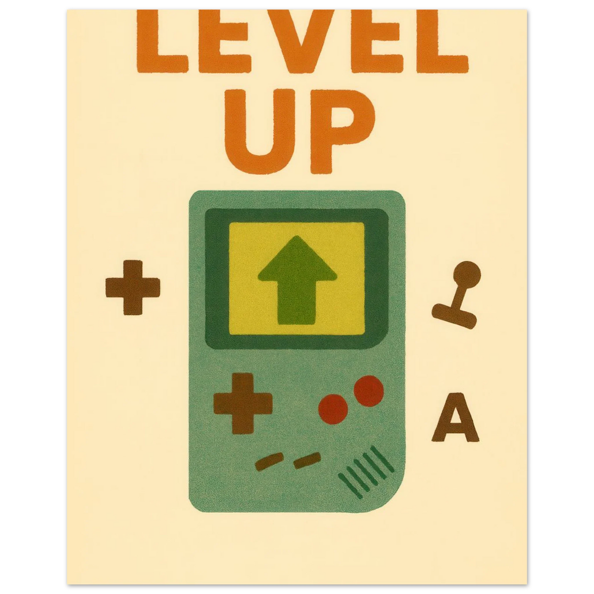 Level Up Retro Gaming Poster – Nostalgic Art Print for Gamers