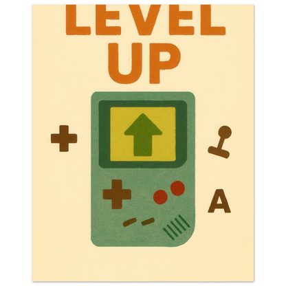 Level Up Retro Gaming Poster – Nostalgic Art Print for Gamers