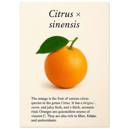 Frukter: Levande Apelsin Botanisk Konsttryck – Premium Halvblank Poster i Flera Storlekar