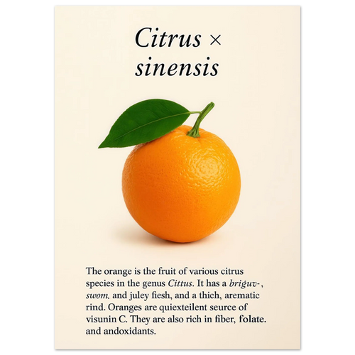 Frukter: Levande Apelsin Botanisk Konsttryck – Premium Halvblank Poster i Flera Storlekar