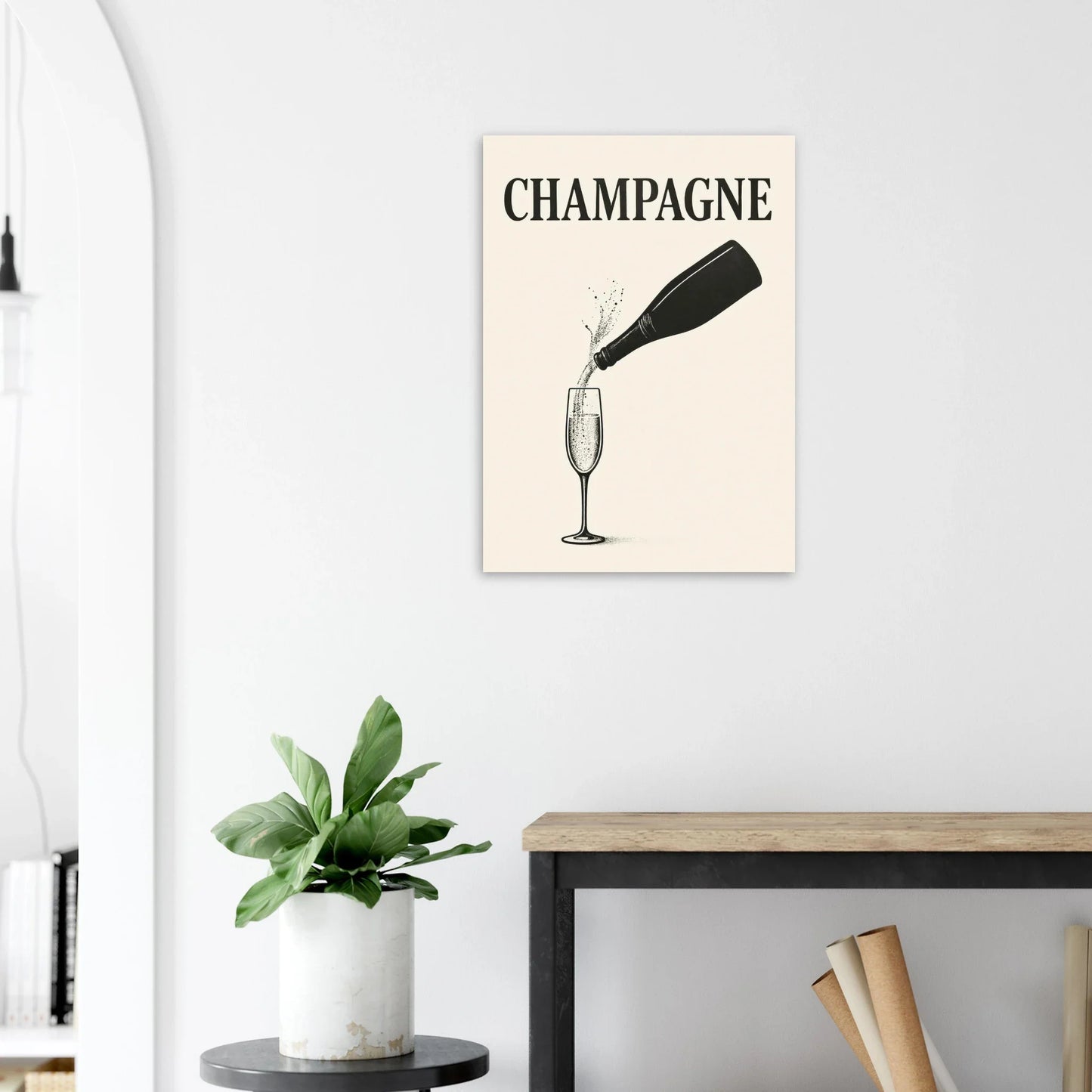 Champagne Splash Retro-Inspired Wall Art Poster – Elevate Your Space with Timeless Elegance