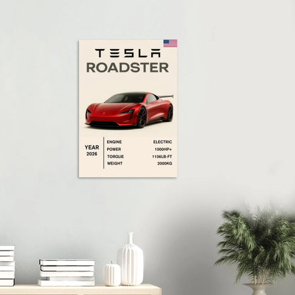 Tesla Roadster 2022 Performance Poster – Dynamisk Billkonst i Flera Storlekar