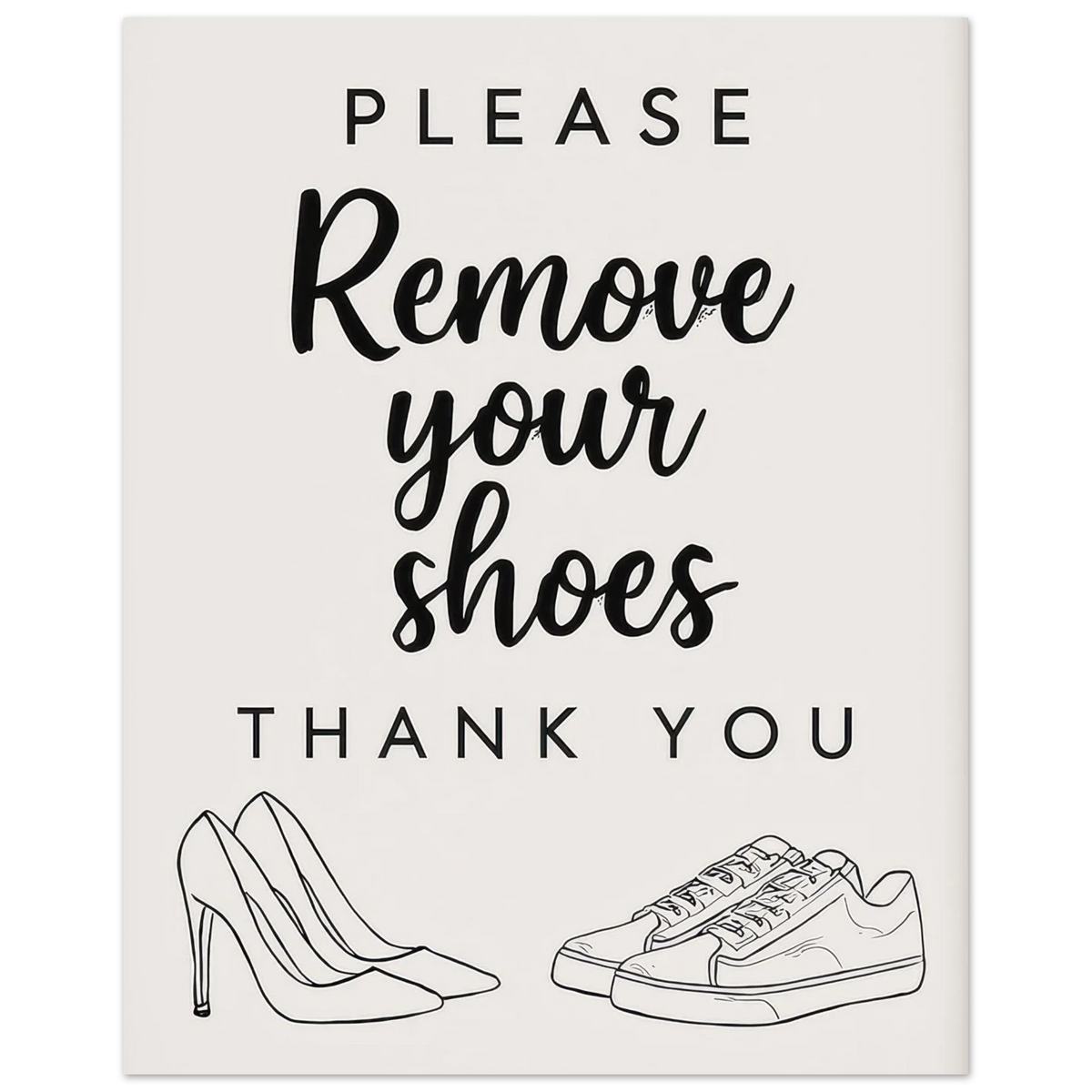 Elegant 'Remove Your Shoes' Art Print for a Welcoming Home in Multiple Sizes