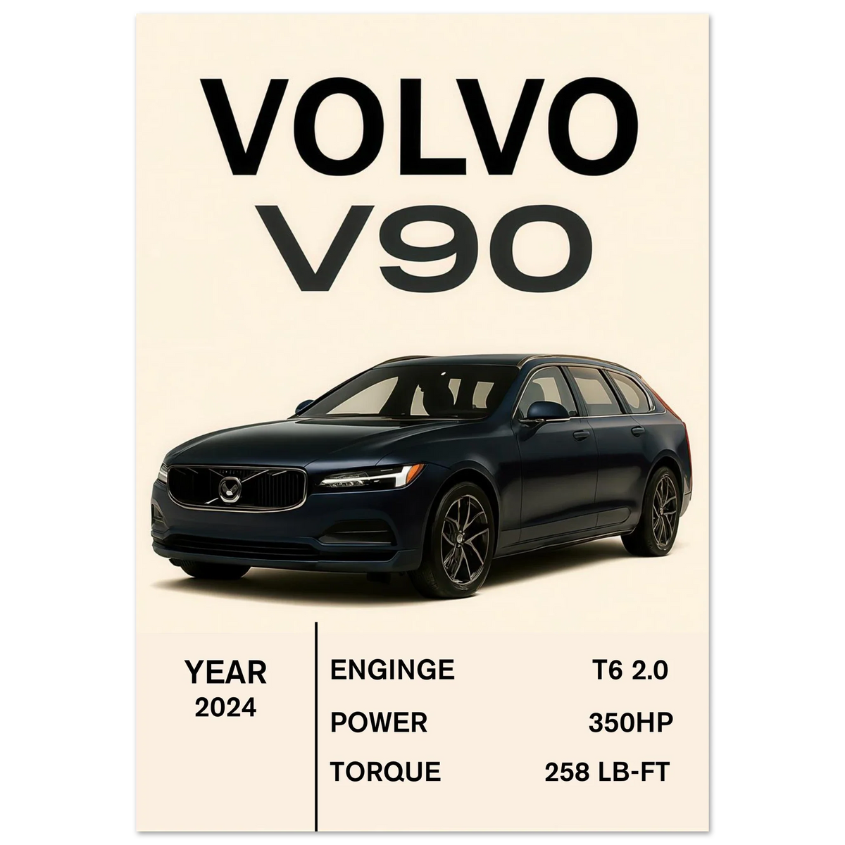 Volvo V90 2024 Art Print: Elegant Swedish Design for Your Space