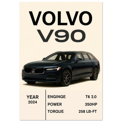 Volvo V90 2024 Art Print: Elegant Swedish Design for Your Space