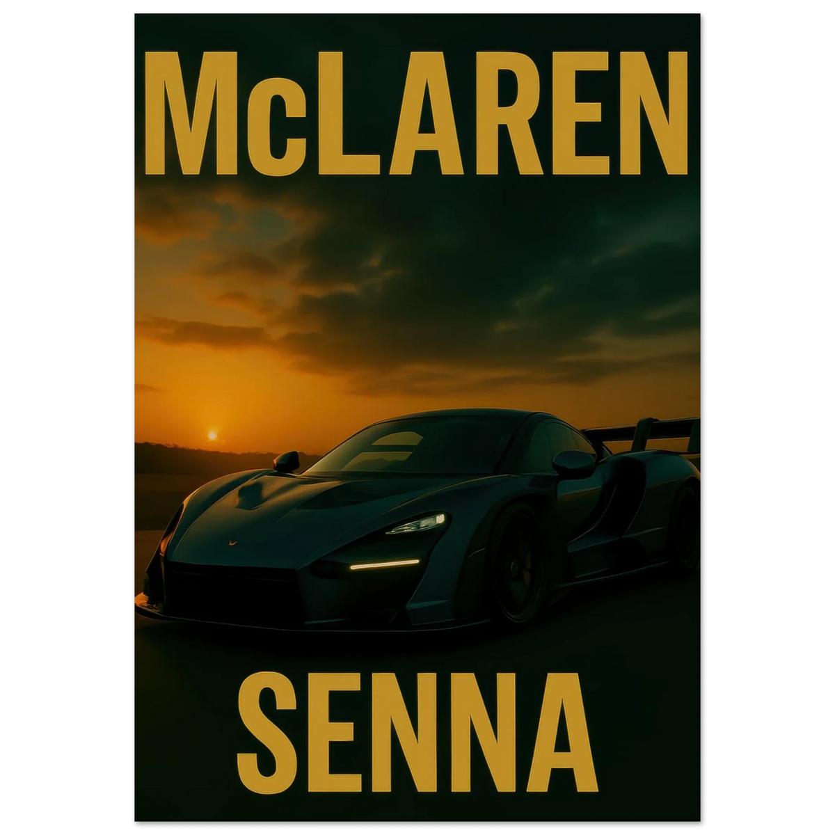 McLaren Senna Sunset Drive Poster - Dynamic Golden Hour Automotive Art Print