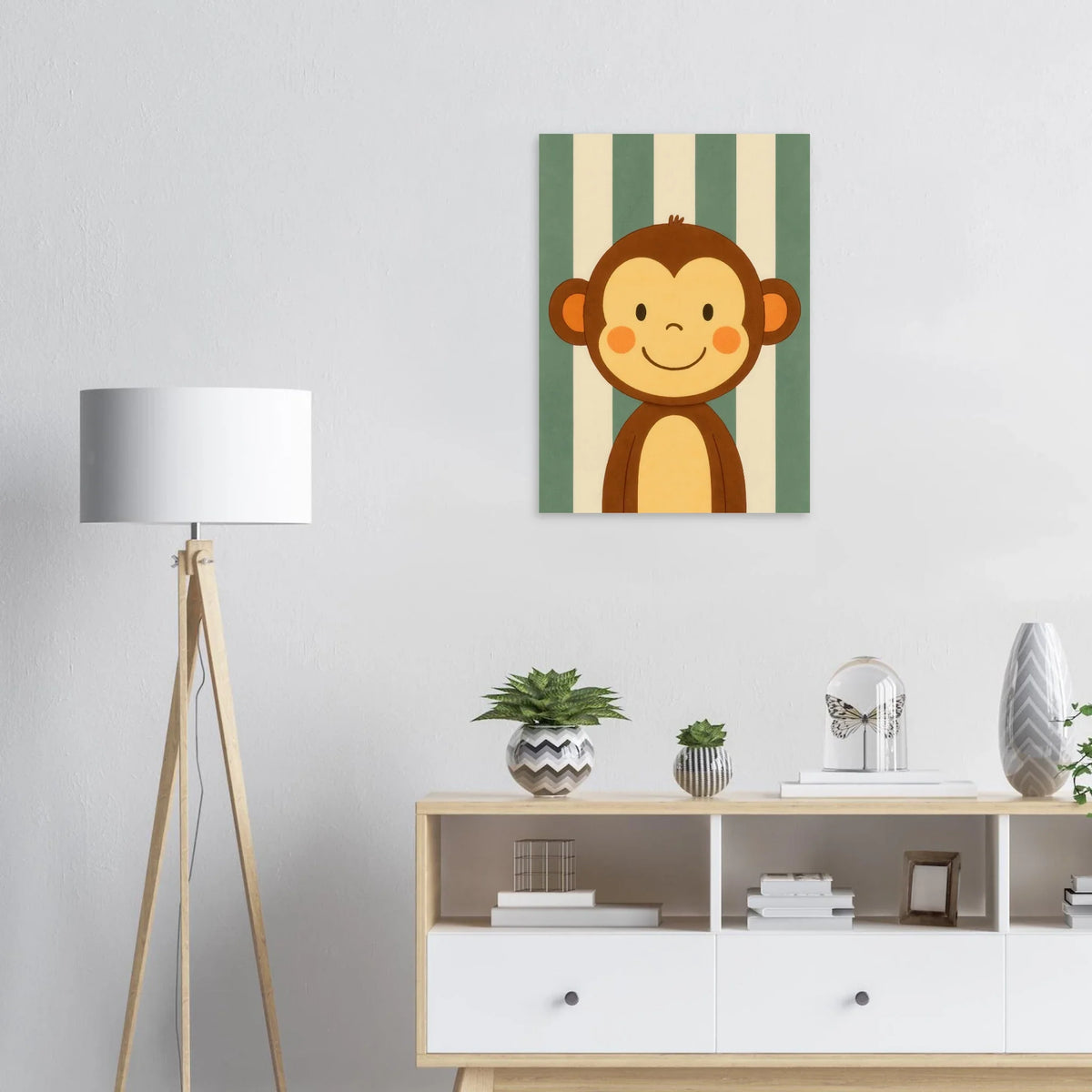 Söt Apa Illustration - Charmig Djur Konsttryck för Barnrum & Lekfull Heminredning