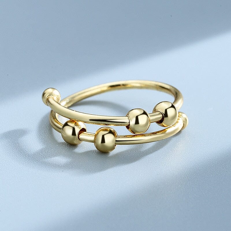 Antistressring – Elegant Fidgetring med Roterande Pärlor