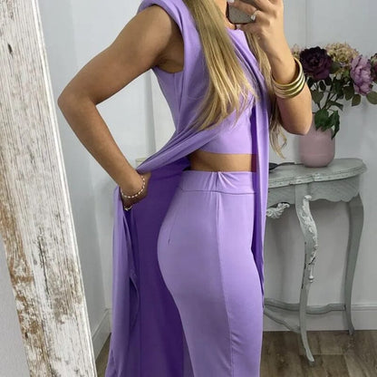 Johanna - Ärmlös rundhalsad tvådelat set för kvinnor