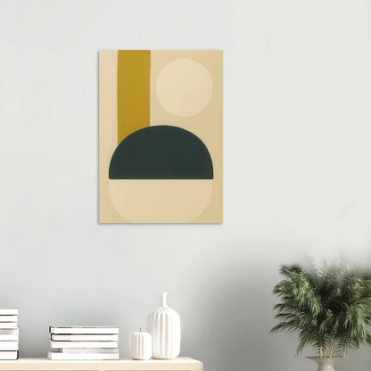 Minimalist Abstrakt Konsttryck: Geometrisk Zen i Gul, Svart, Beige – Välj bland Olika Storlekar