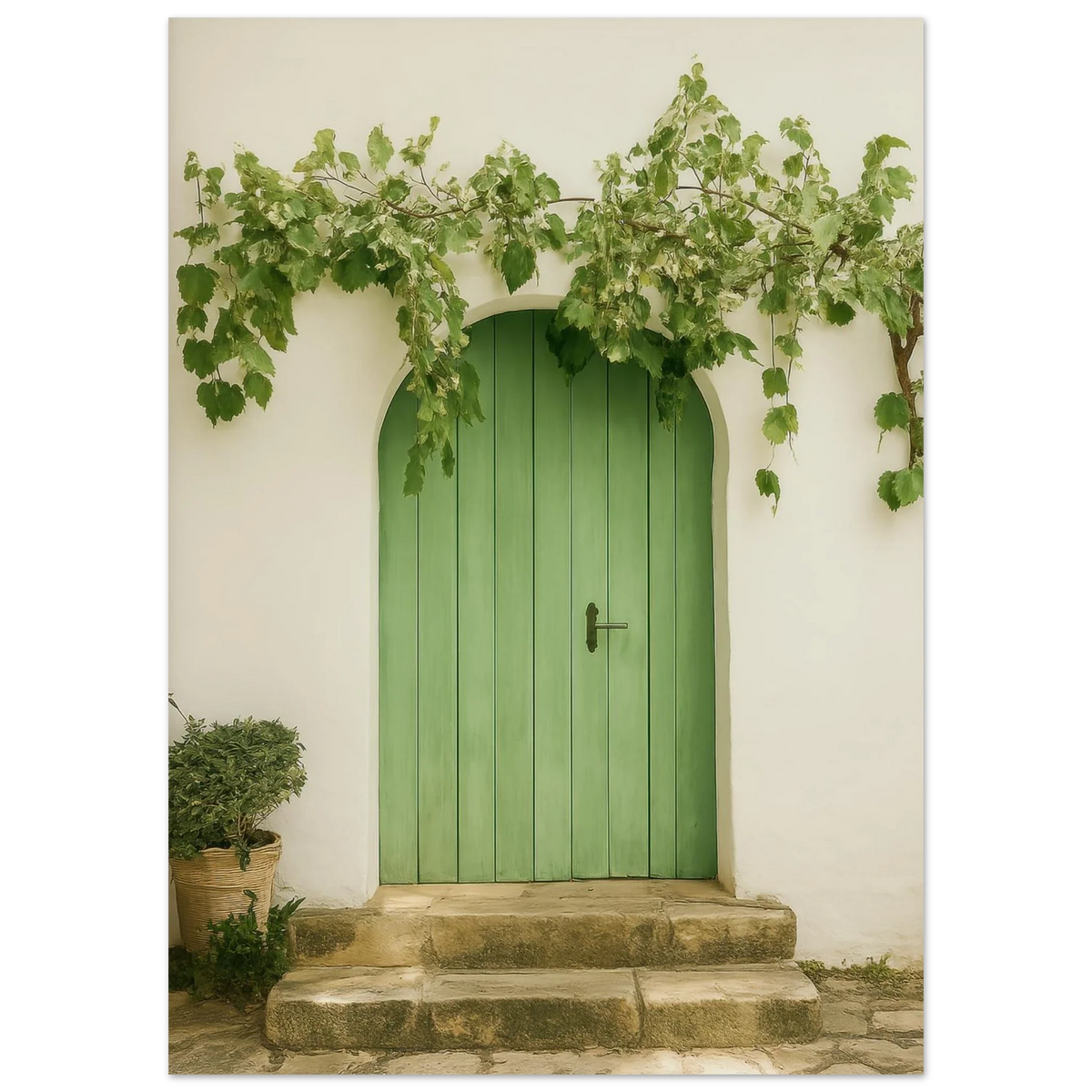 Verdant Entrance: Mediterranean Charm Poster in Your Choice of 29 Sizes