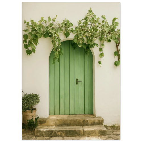 Verdant Entrance: Mediterranean Charm Poster in Your Choice of 29 Sizes