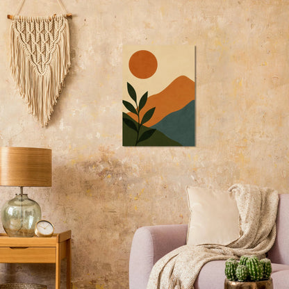 Minimalist Landscape Art Print – Earthy Tones & Botanical Poster for Boho Decor, available in 29 Sizes