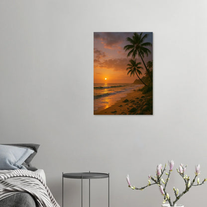 Golden Hour Tropical Sunset Poster - Vibrant Beach Art Print for Your Home