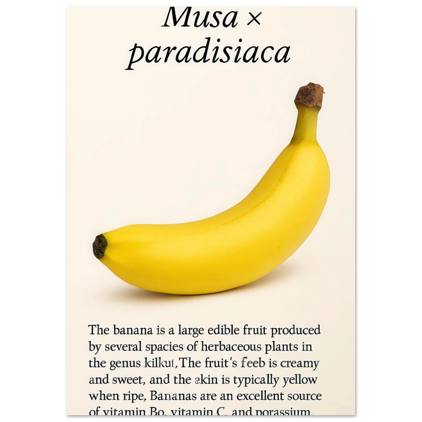 Frukter – Banan Botanisk Poster: Gul Frukt Konsttryck på Halvblankt Papper, i Flera Storlekar
