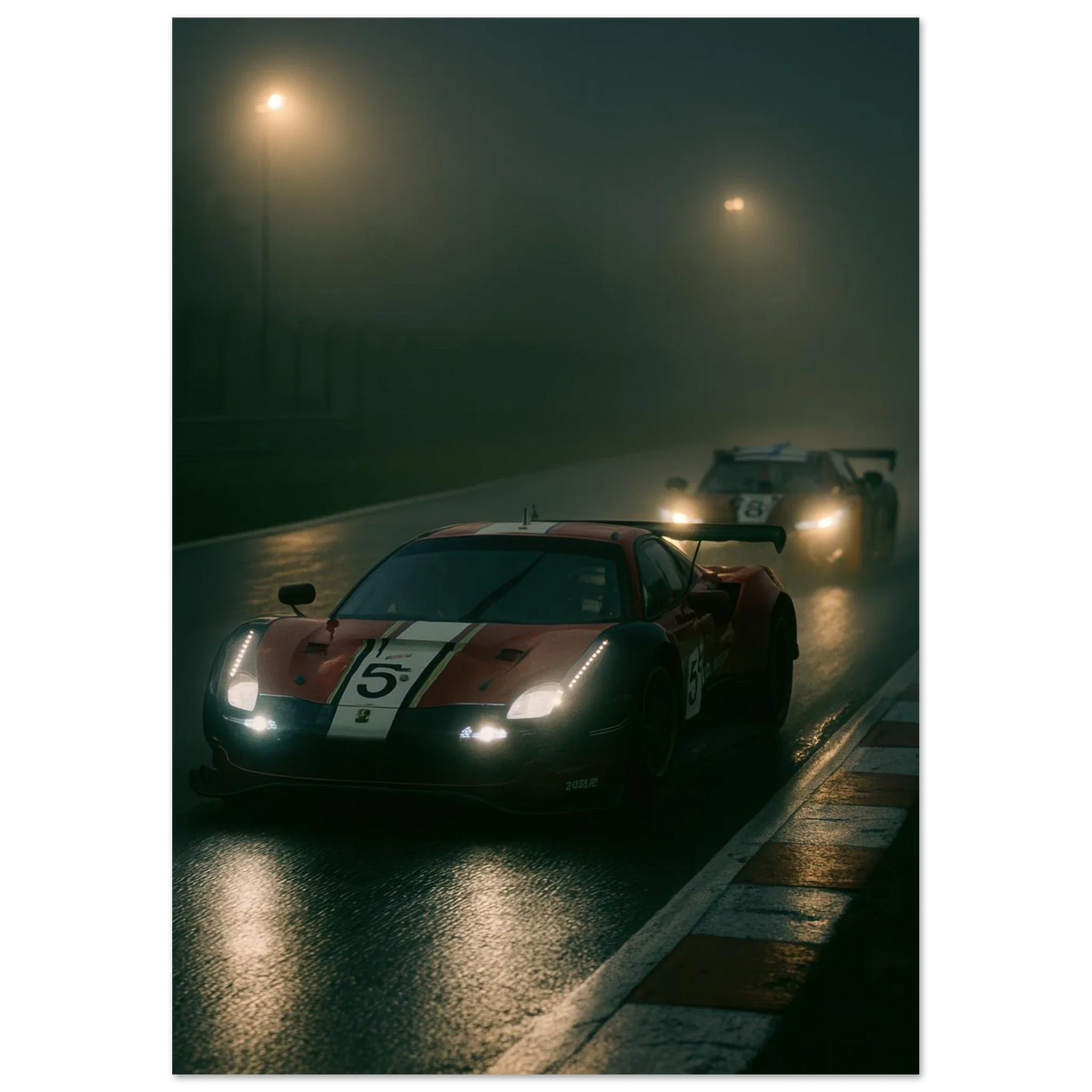 Bilar i Dimma: Dynamisk MotorSport Poster för Entusiasten