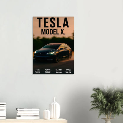 Tesla Model X Konsttryck - Modern Lyx för Väggen med Fenomenal Detaljrikedom