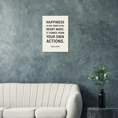 Dalai Lama 'Happiness' Quote Art Poster - Minimalist Black & Cream Inspirational Print in Various Sizes