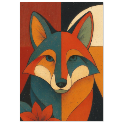 Djur: Vibrant Cubist Fox Art Print – Modern Nordic Elegance for Your Home
