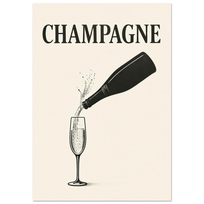 Champagne Splash Retro-Inspired Wall Art Poster – Elevate Your Space with Timeless Elegance