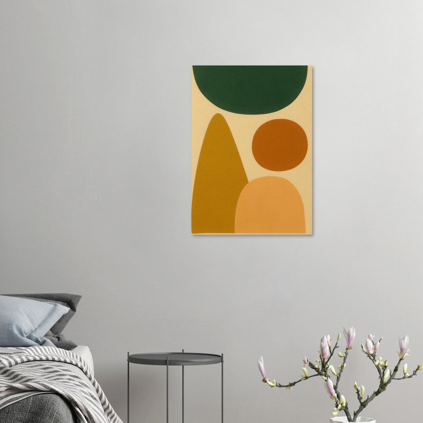 Abstrakt Minimalistisk Konsttryck: Jordnära Former i Stilren Design
