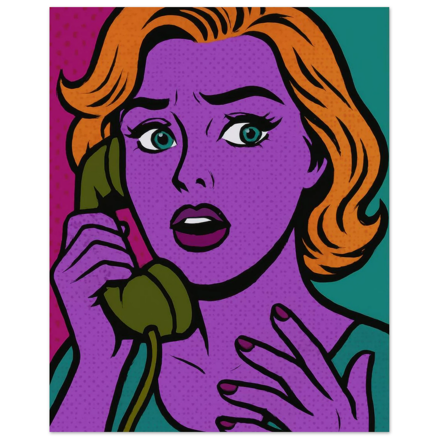 Pop Art Poster: Retro Glamour Wall Art in Vibrant Hues, Available in Various Sizes
