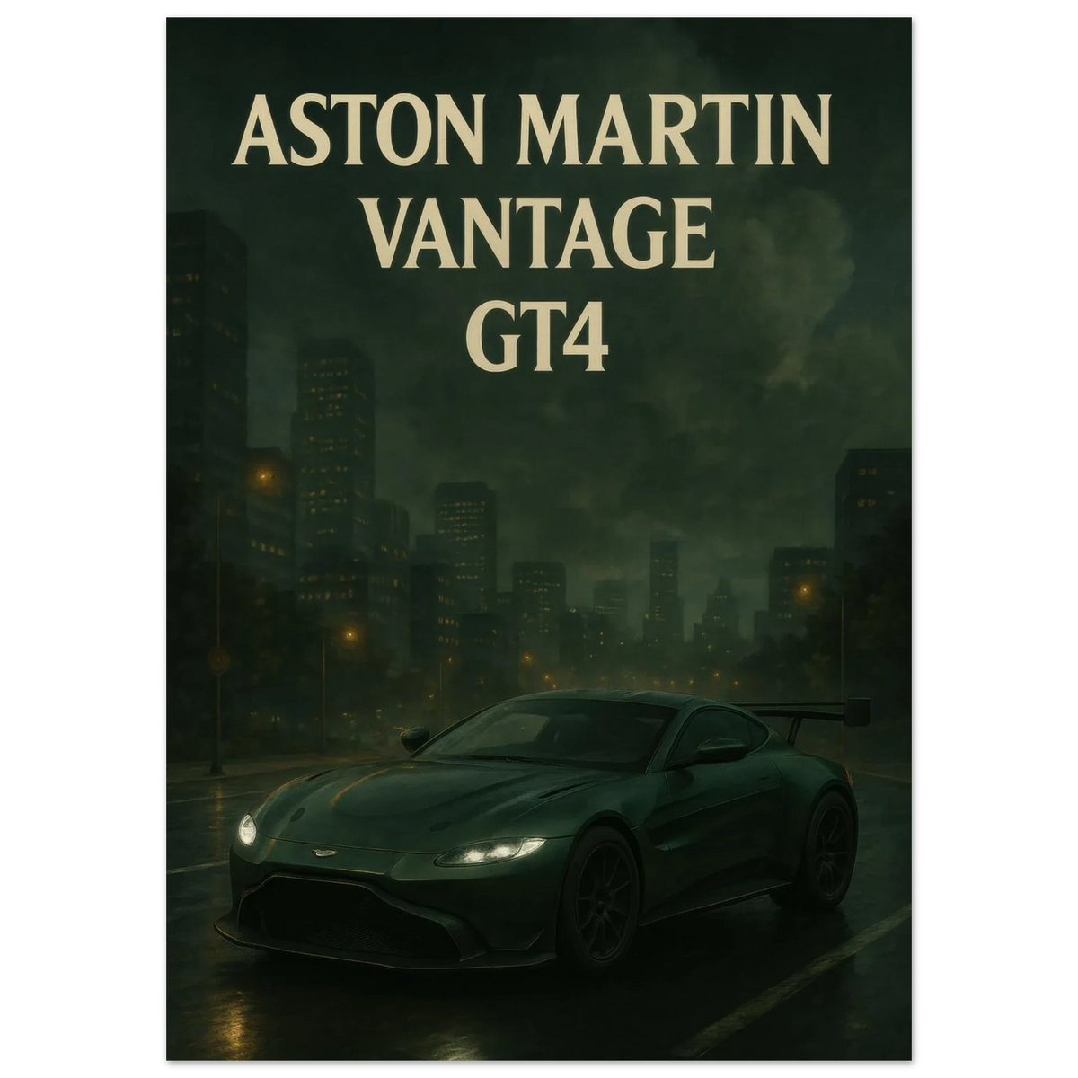 Aston Martin Vantage GT4 Night Drive Poster – Premium Quality Car Art