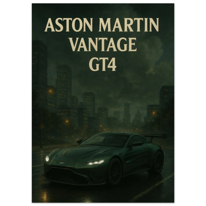 Aston Martin Vantage GT4 Night Drive Poster – Premium Quality Car Art