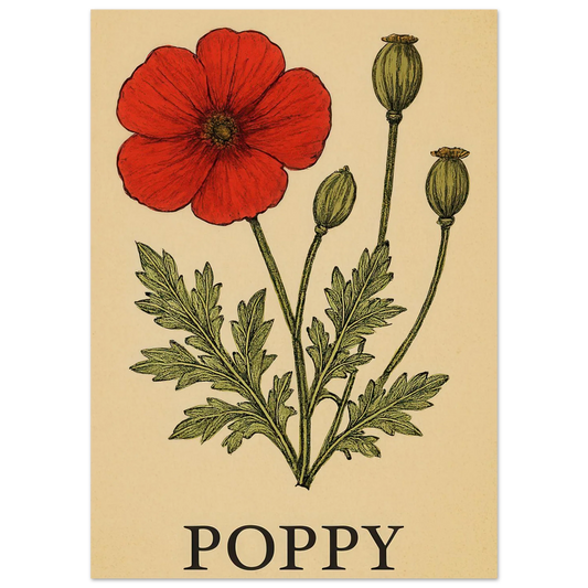 Frukter - Vibrant Vintage Poppy Botanical Art Print, Available in Multiple Sizes to Brighten Any Room