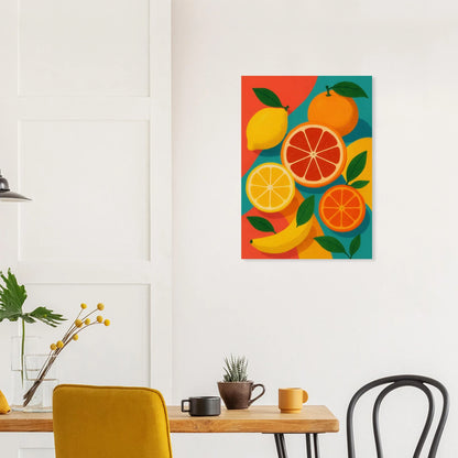 Frukter: Vibrant Citrus & Banana Pop Art Print for a Zesty Home Decor Makeover