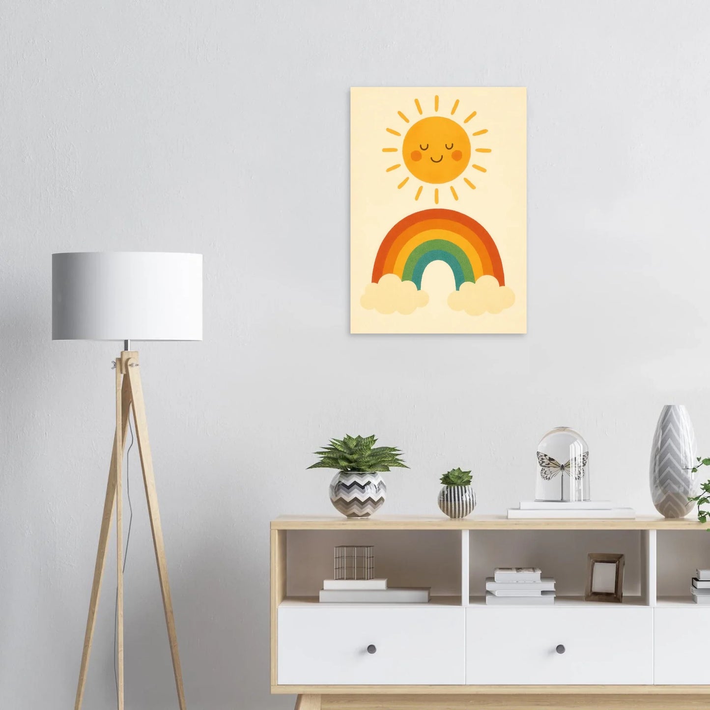 Happy Sun & Rainbow Art Print – Bring Joyful, Whimsical Vibes to Your Space in Multiple Sizes