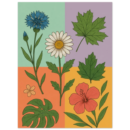 Frukter Botanisk Konsttryck – Levande Blommor och Blad på Premium Papper, Välj Din Storlek