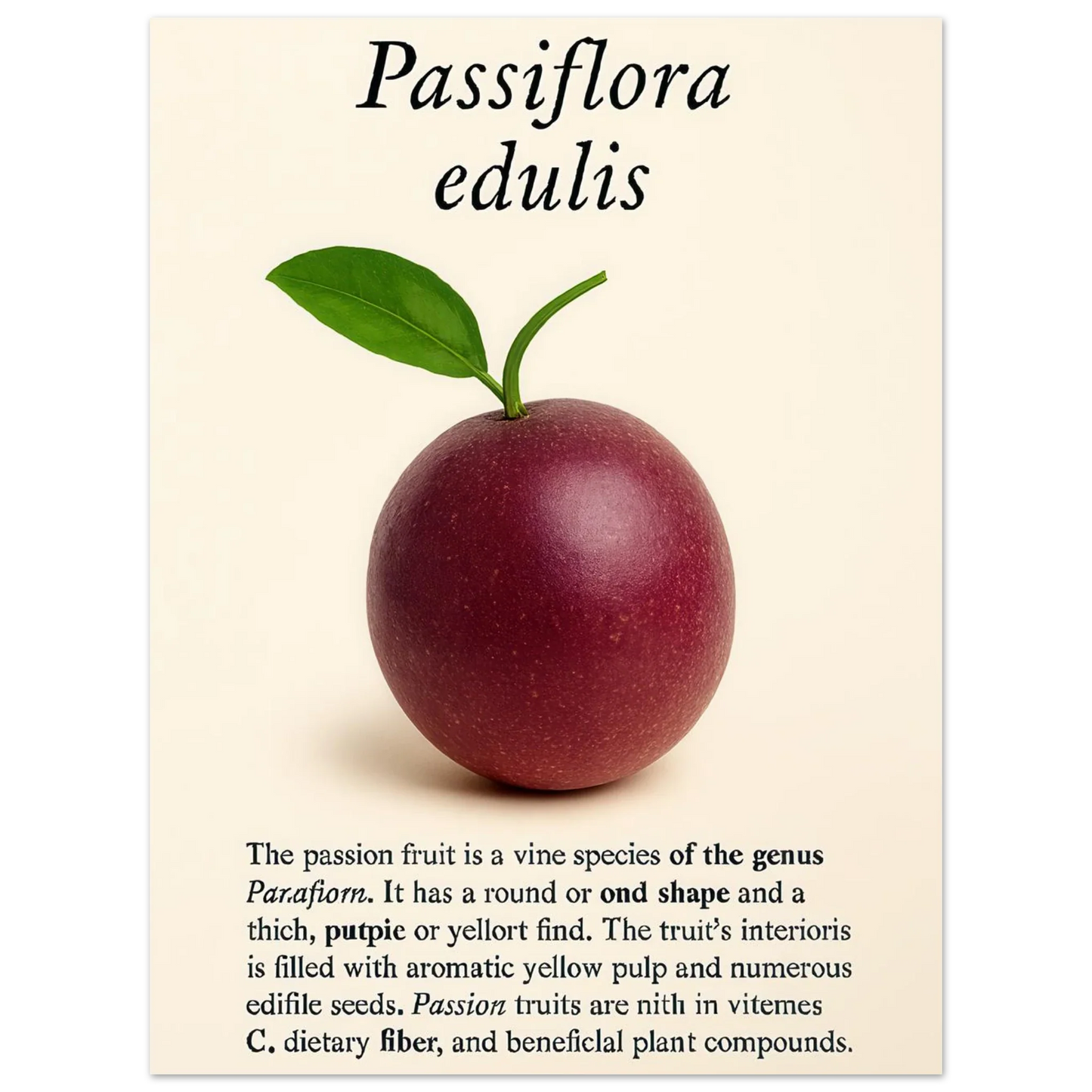 Passiflora Edulis Art Print – Vibrant Passion Fruit Botanical Poster