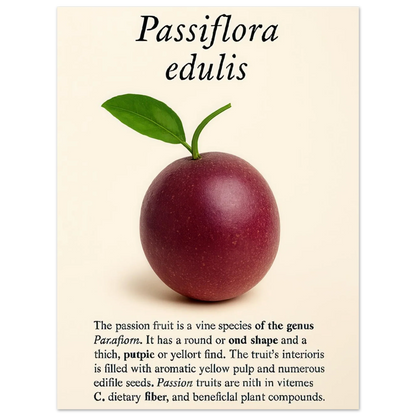 Passiflora Edulis Art Print – Vibrant Passion Fruit Botanical Poster