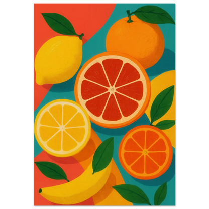 Frukter: Vibrant Citrus & Banana Pop Art Print for a Zesty Home Decor Makeover