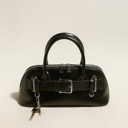 Baguette Belted Clasp Top Handle Bag-0